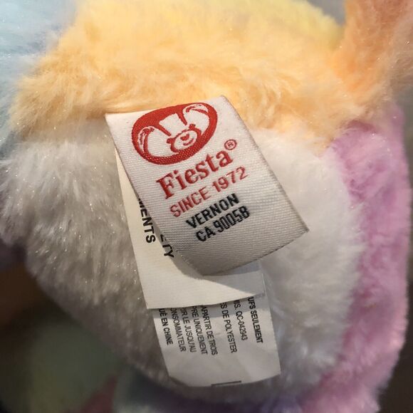 Fiesta Toys Rainbow Sherbet Elephant Plush 11" Glitter Pastel Stuffed Animal - Picture 9 of 9